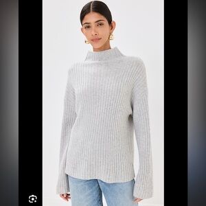 Reformation Lawson Oversize Cashmere Rib Turtleneck Sweater in Foggy